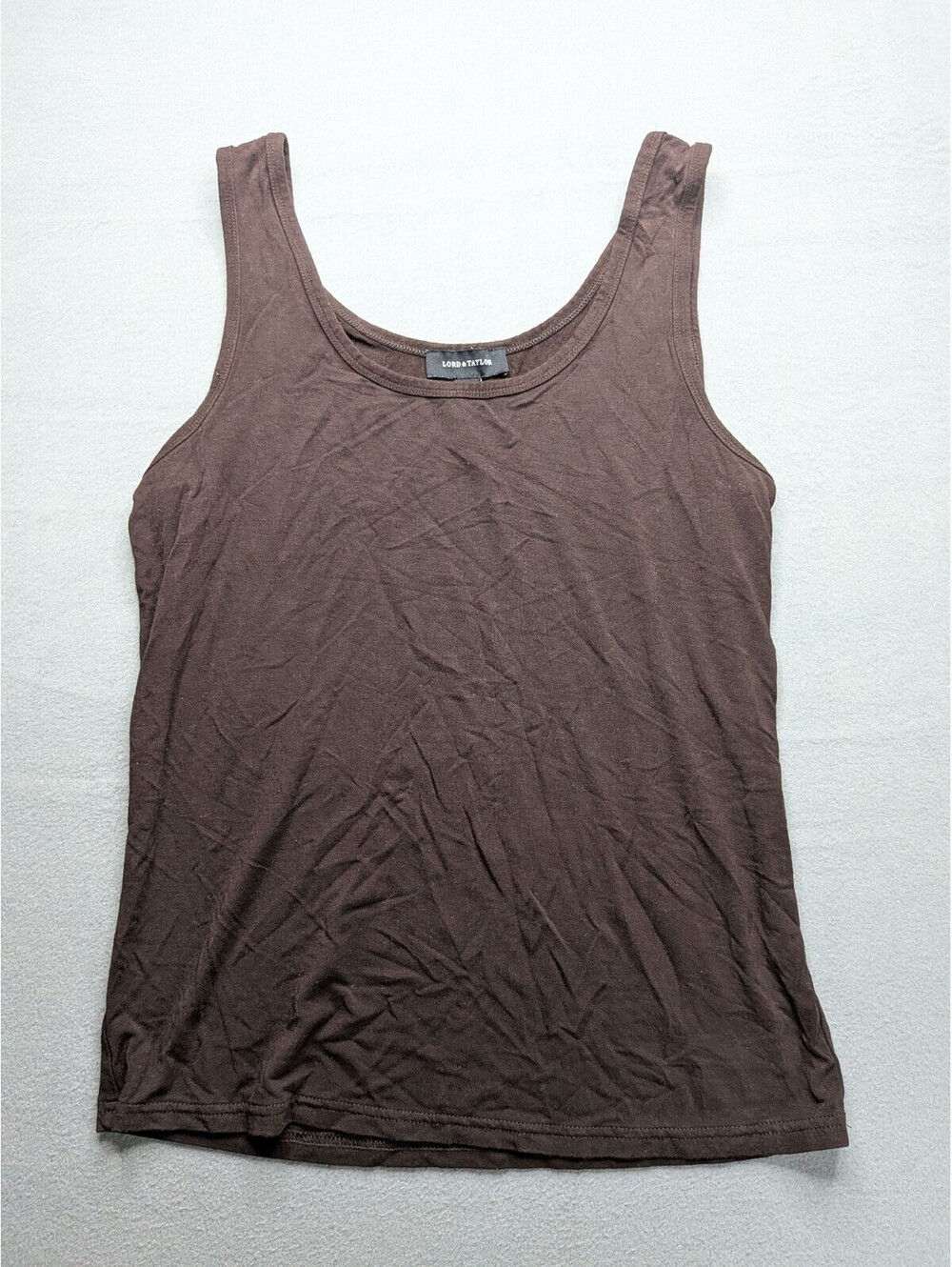 Lord & Taylor Tank Top Womens M Brown Scoop Neck Stretch Jersey Basic Summer